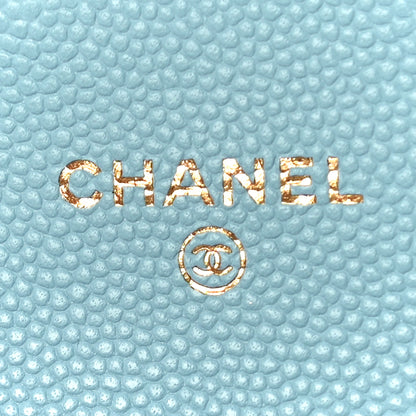 Chanel Caviar Quilted Flap Card Holder Wallet Light Blue 6 of 11