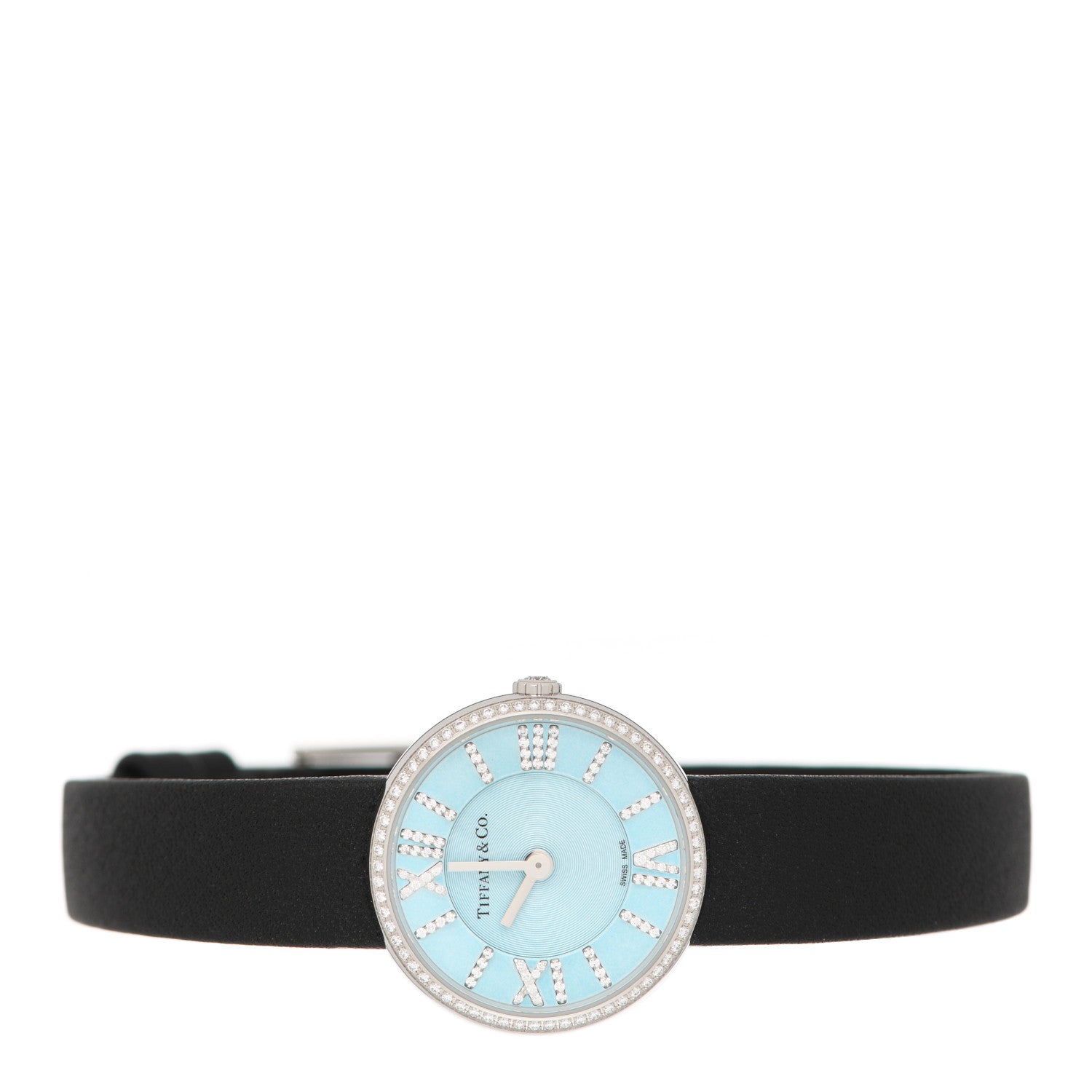 Tiffany Stainless Steel Calfskin Diamond Bezel 24mm Atlas 2-Hand Quartz Watch Tiffany Blue 2 of 4