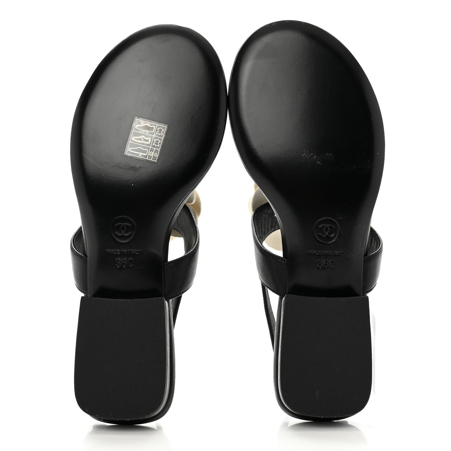 Chanel Lambskin Camellia Thong Sandals 36 Black White 5 of 8