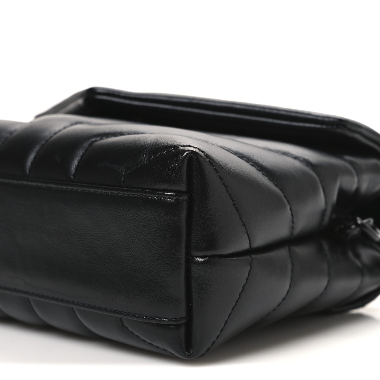 Calfskin Y Quilted Monogram Monochrome Toy Loulou Crossbody Bag Black