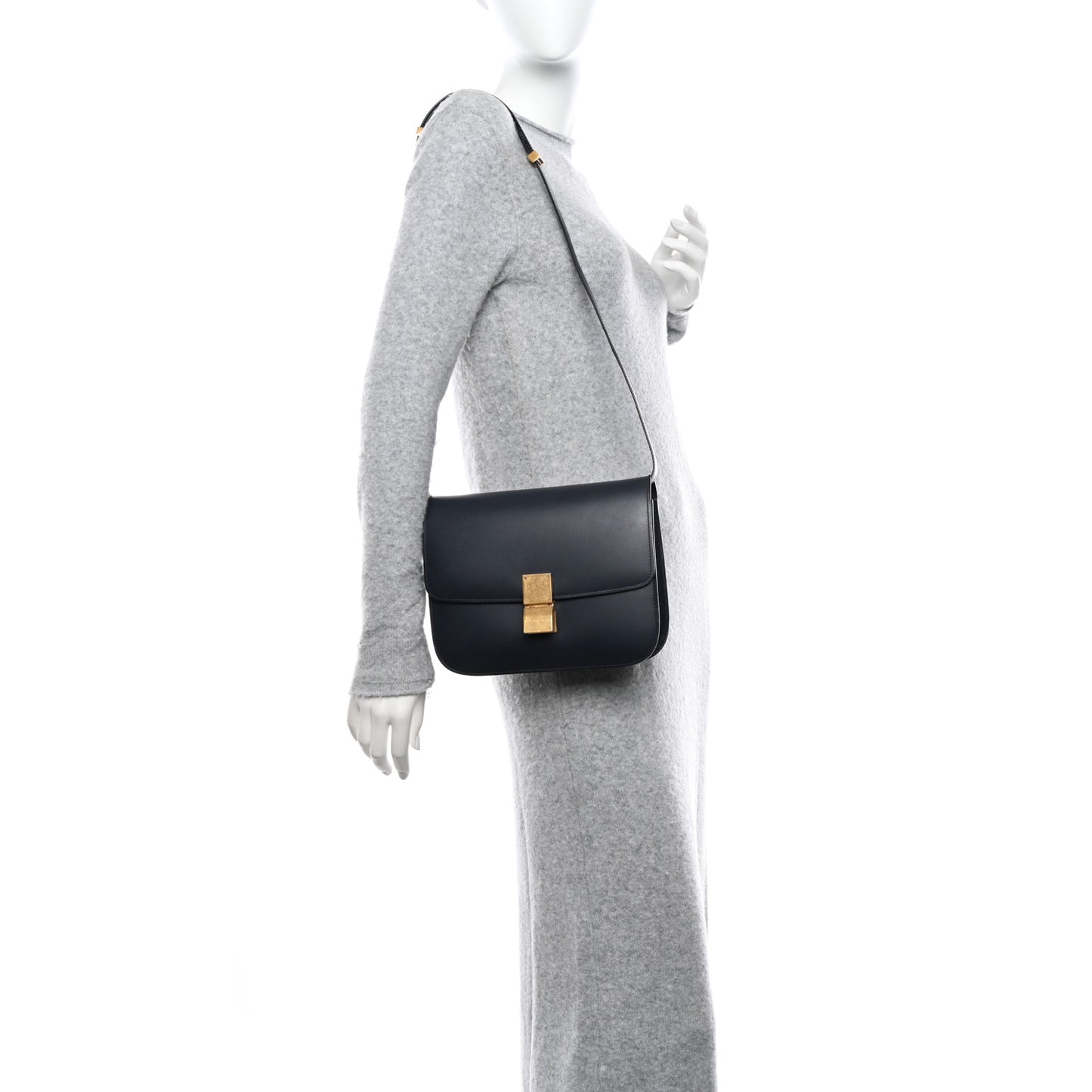 Box Calfskin Medium Classic Box Flap Bag Navy