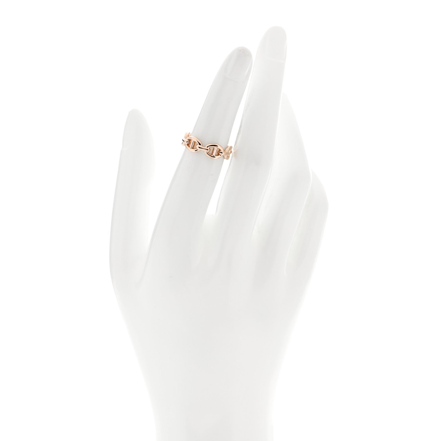 Hermes 18K Rose Gold PM Chaine D'Ancre Enchainee Ring 49 5 2 of 9