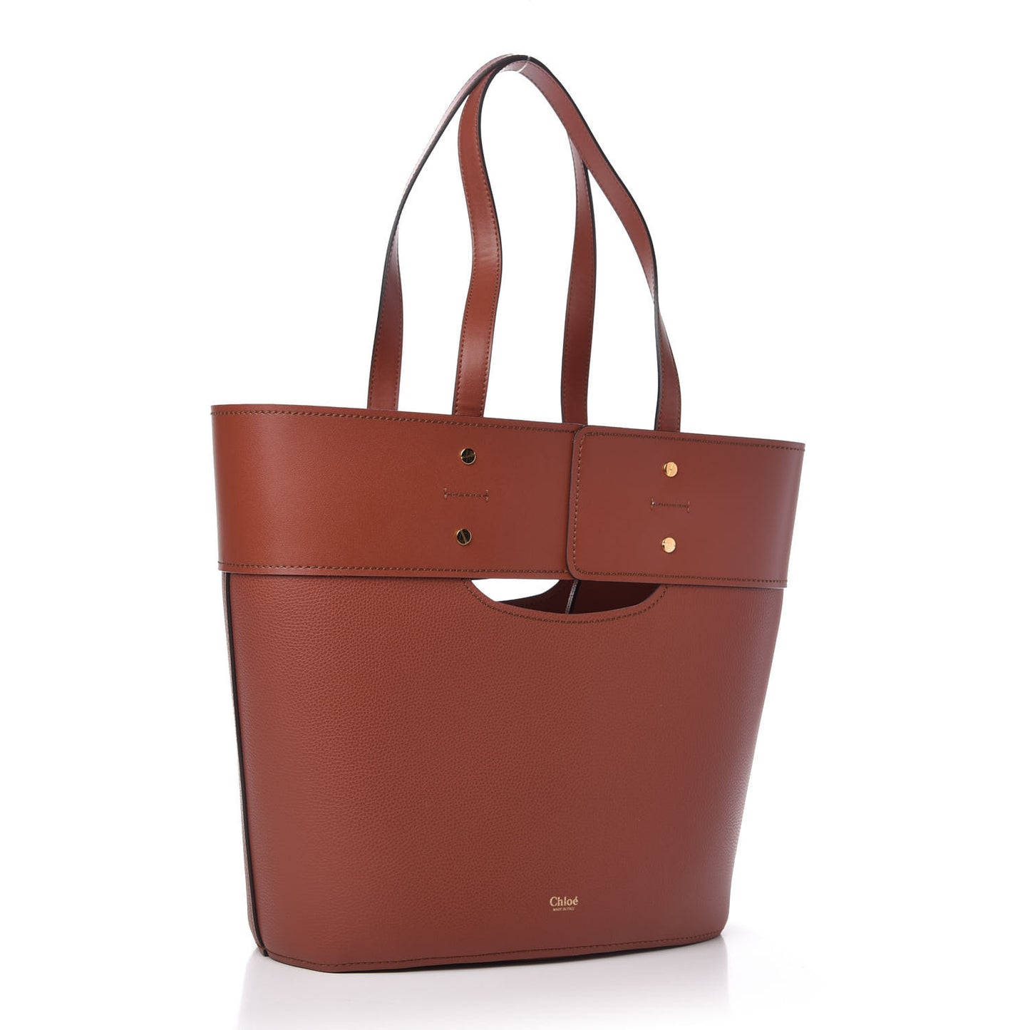 Smooth Grained Calfskin Medium Aby Tote Sepia Brown