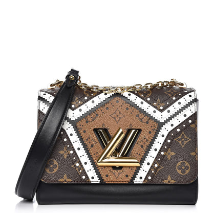 Louis Vuitton Veau Satin Monogram Twist Shoulder Bag MM Black 1 of 7