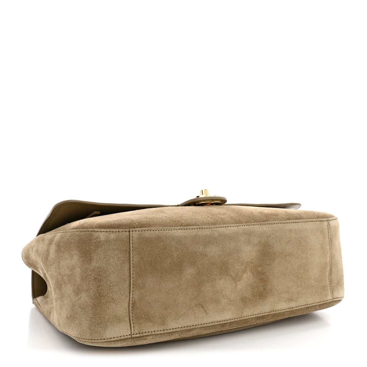 Suede Calfskin Small Souplissimo Maxi Flap Dark Beige