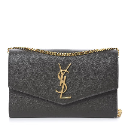 Saint Laurent Grain De Poudre Uptown Chain Wallet Pebble 1 of 10