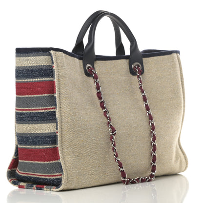 Chanel Striped Canvas Large Deauville Tote Beige 3 of 14