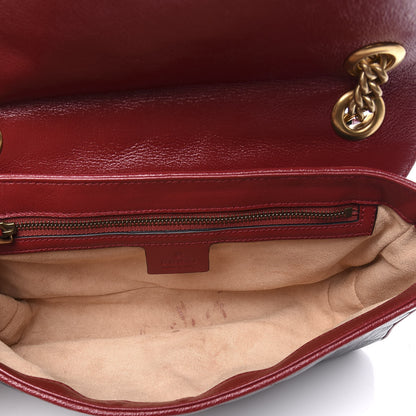 Gucci Vintage Effect Calfskin Matelasse Diagonal Small Torchon GG Marmont Shoulder Bag Black Romantic Cherry 4 of 11