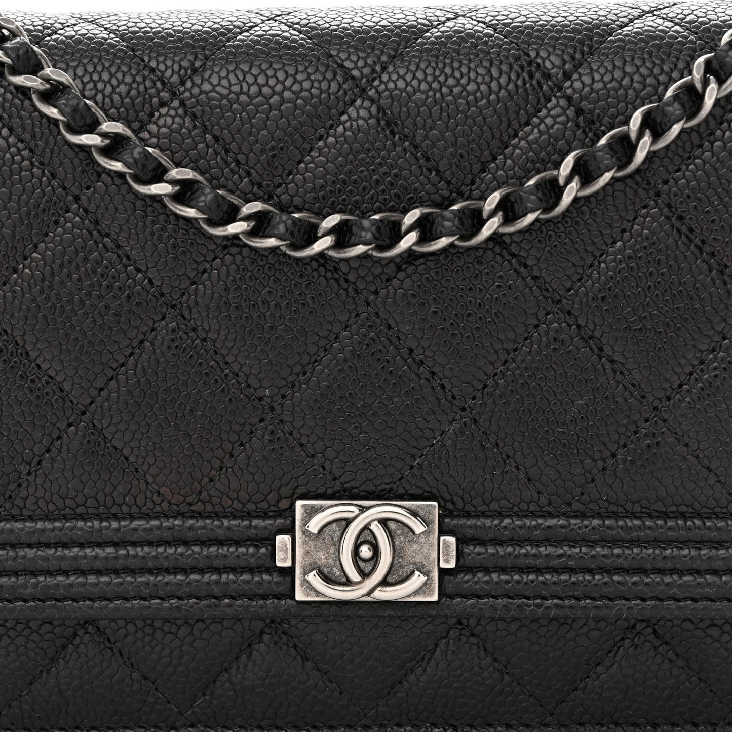 Caviar Quilted Boy Wallet On Chain WOC Black