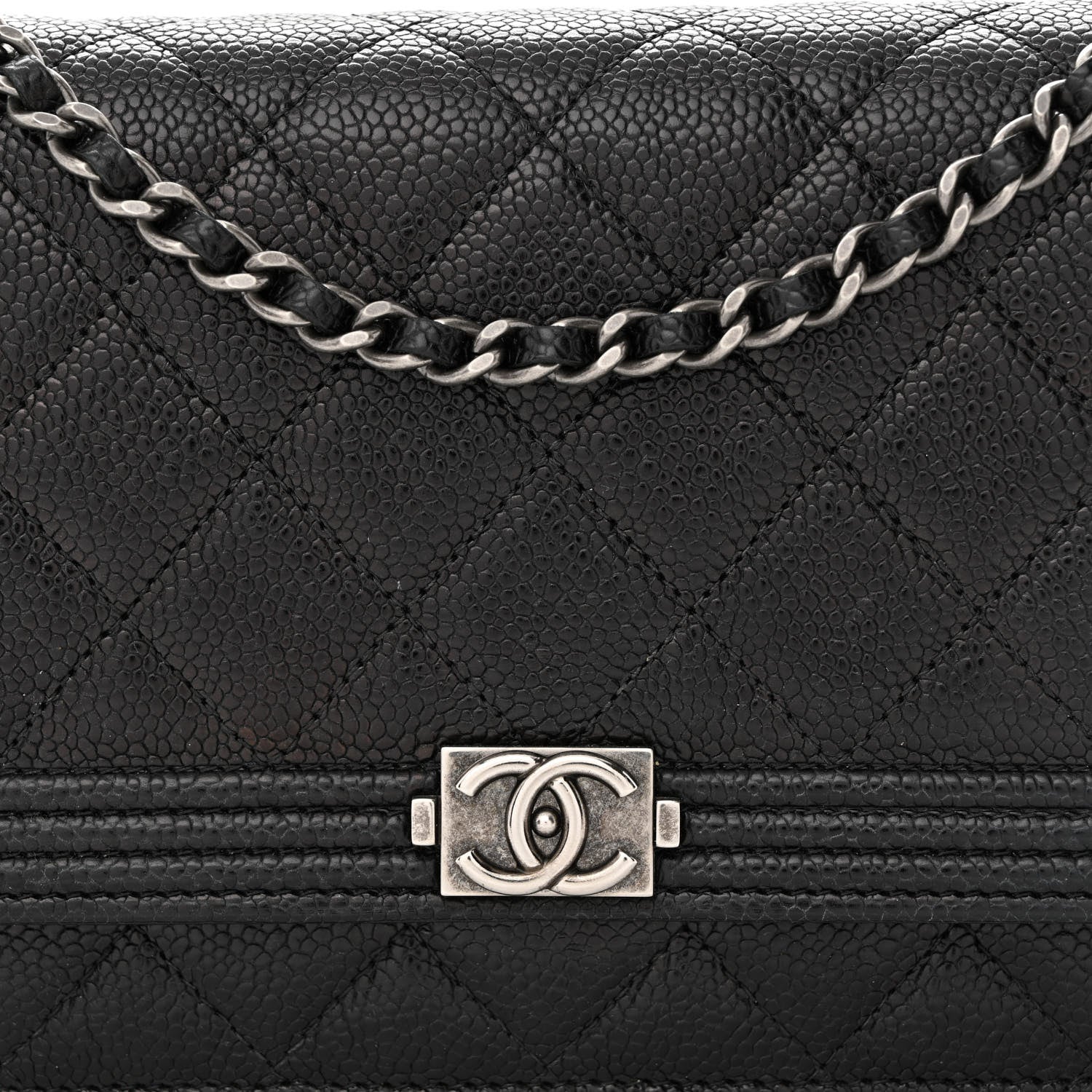 Chanel Caviar Quilted Boy Wallet On Chain WOC Black 9 of 13