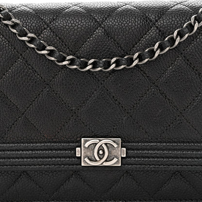 Chanel Caviar Quilted Boy Wallet On Chain WOC Black 9 of 13