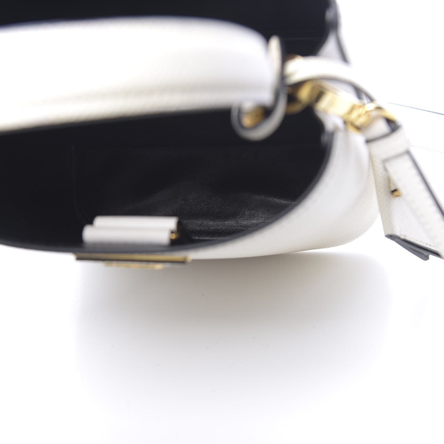 Saffiano Cuir Calfskin Small Panier Bucket Bag White Black