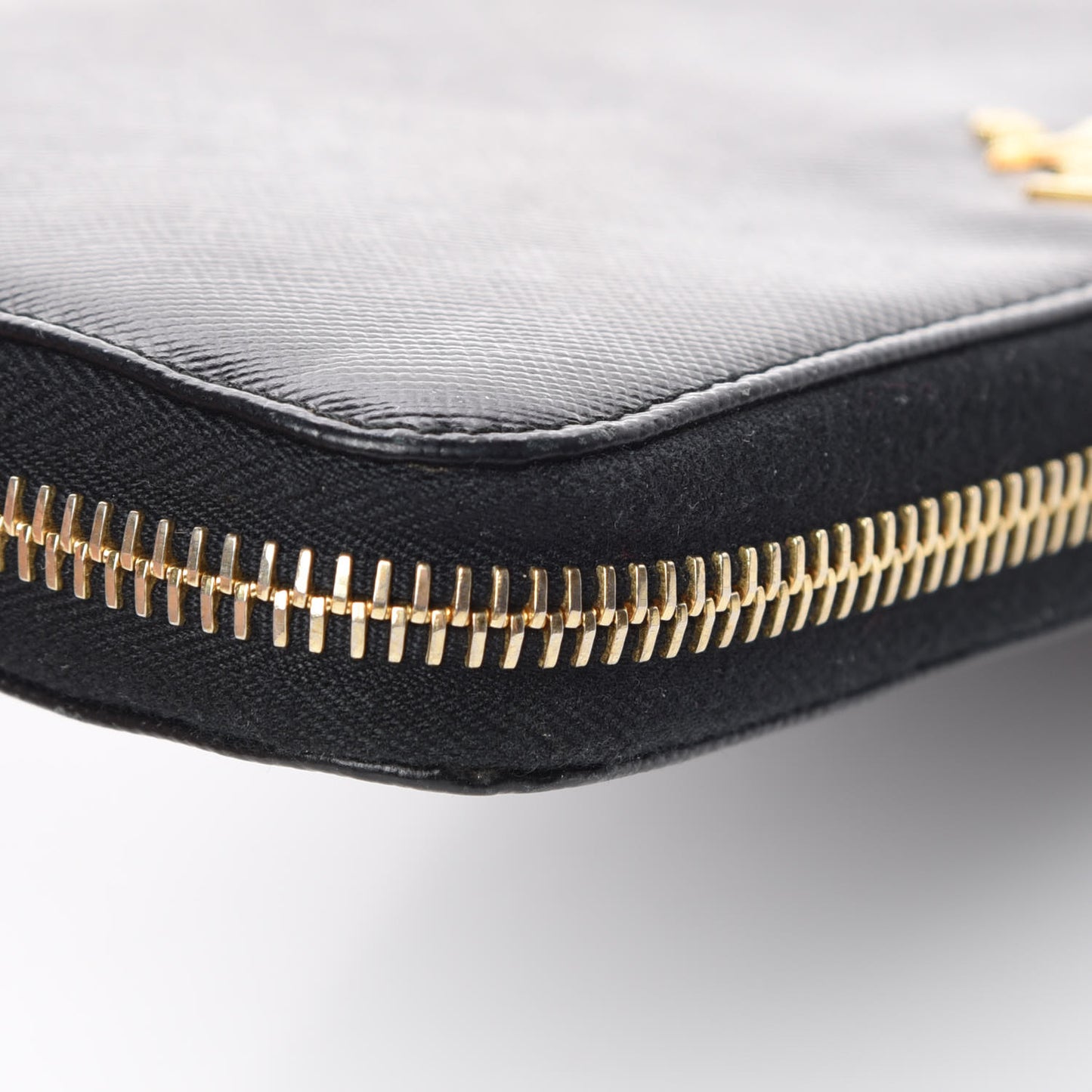 Saffiano Colour Zip Around Wallet Black Peonia