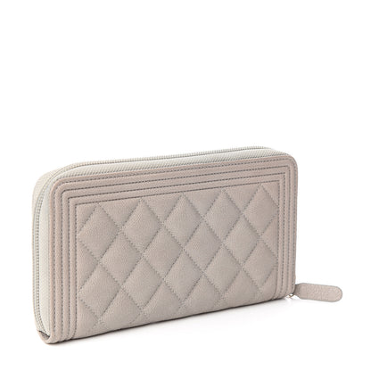 Chanel Caviar Quilted Large Boy Zip Around Wallet Grey 2 of 8