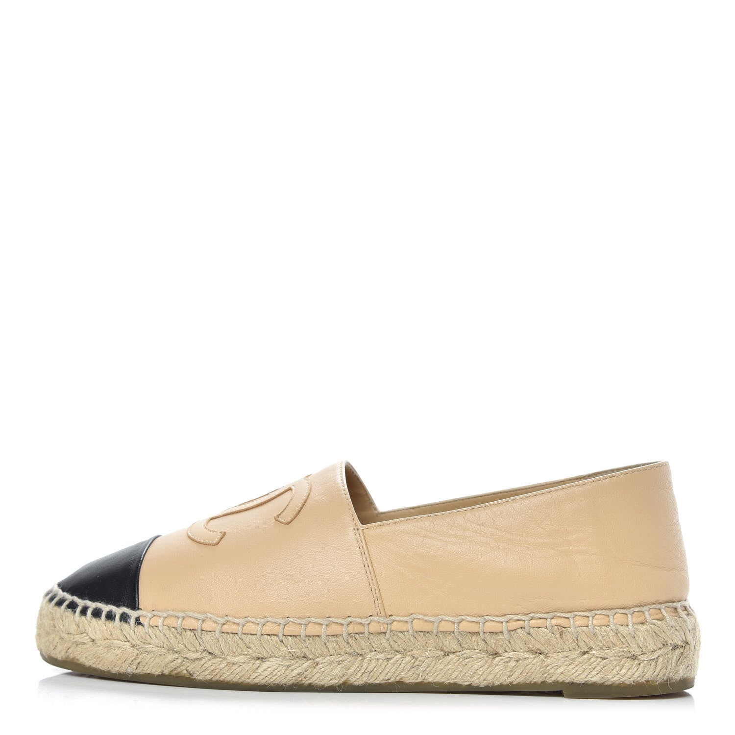 Chanel Lambskin CC Espadrilles 36 Beige Black 1 of 11