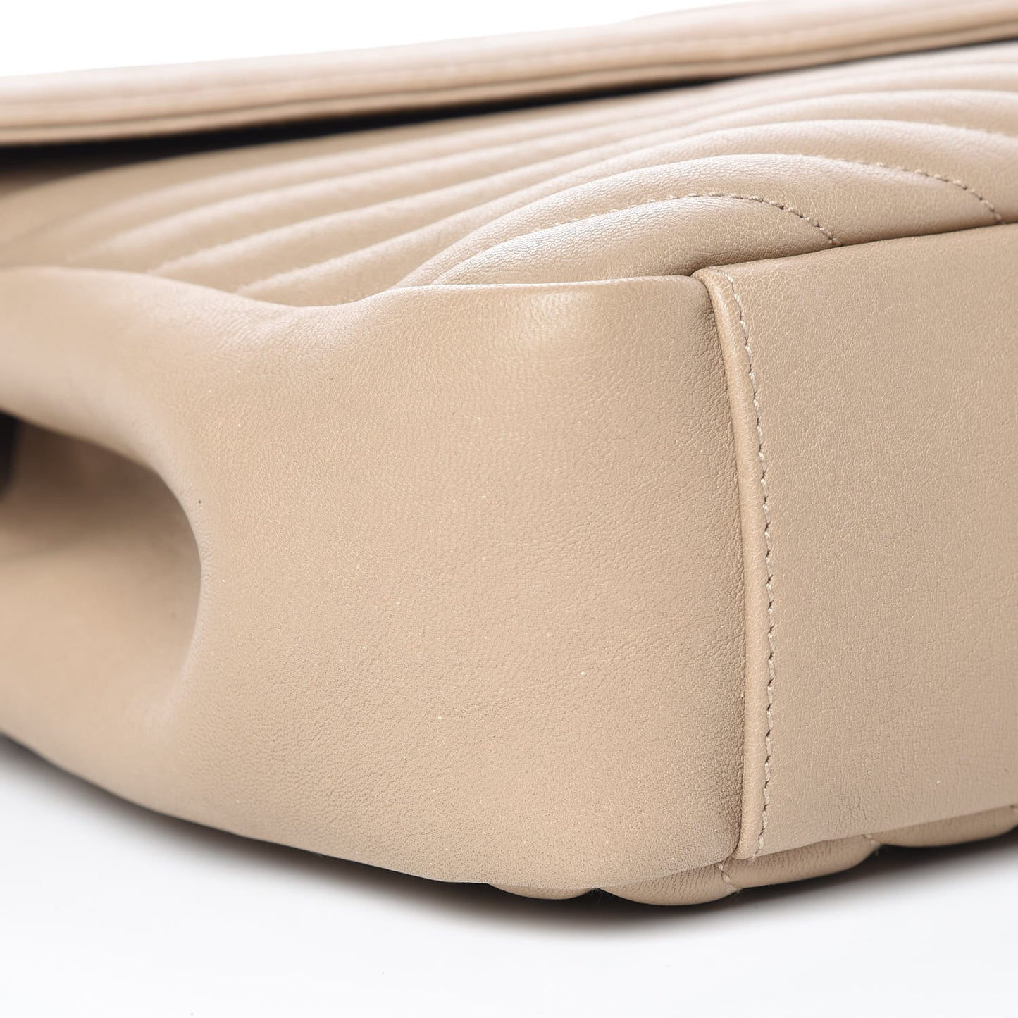 Sheepskin Matelasse Chevron Monogram Large College Satchel Beige