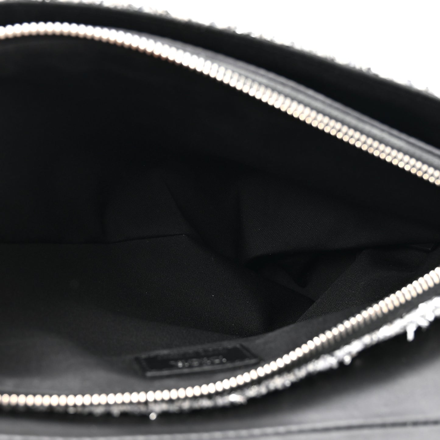 Tweed Saddle Crossbody Bag Black Silver
