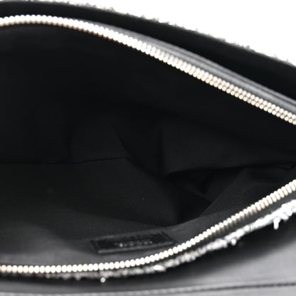Christian Dior Tweed Saddle Crossbody Bag Black Silver 6 of 13