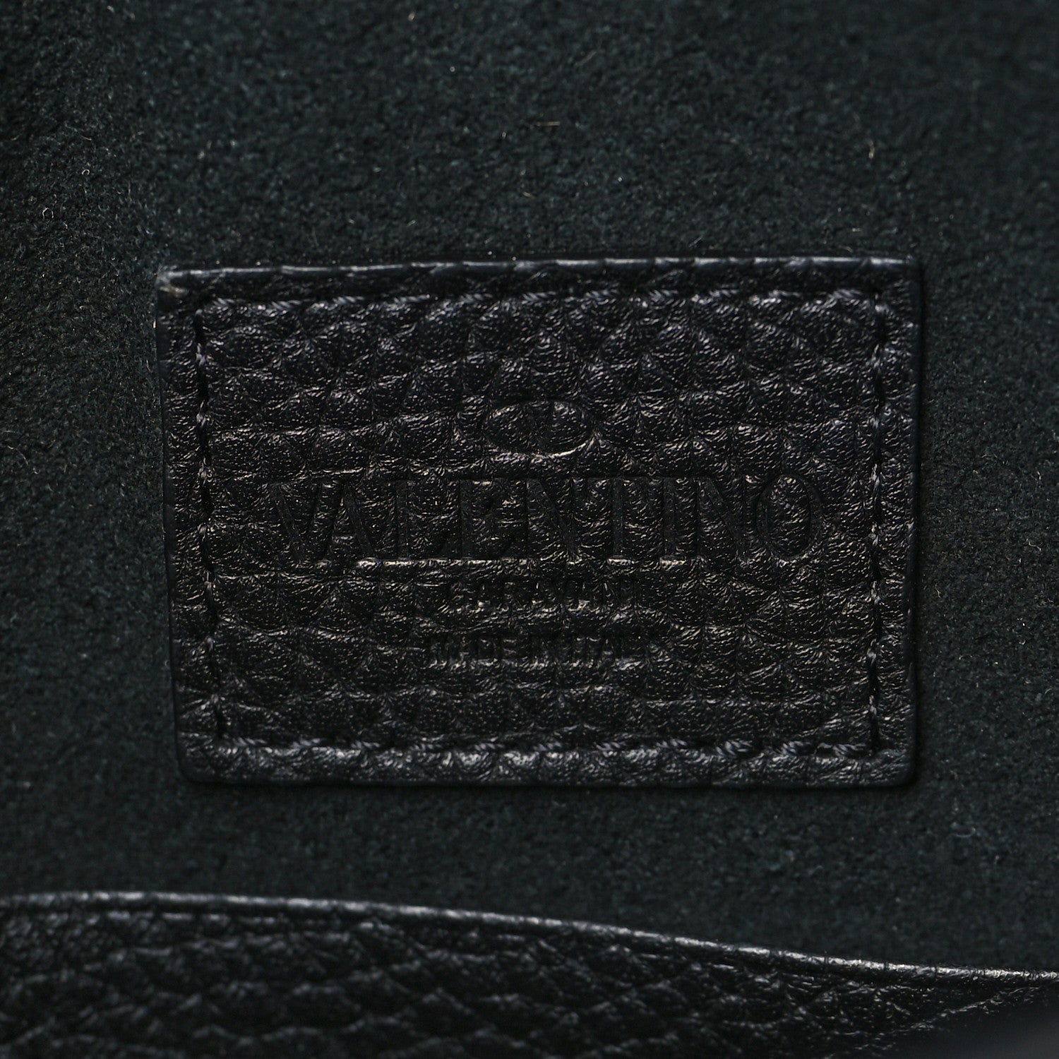 Valentino Garavani Pebbled Calfskin Medium Rockstud Envelope Flat Wristlet Pouch Black 6 of 7