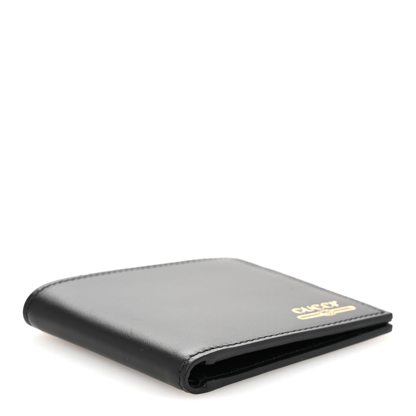 Plutone Calfskin Logo Bi-Fold Wallet Black