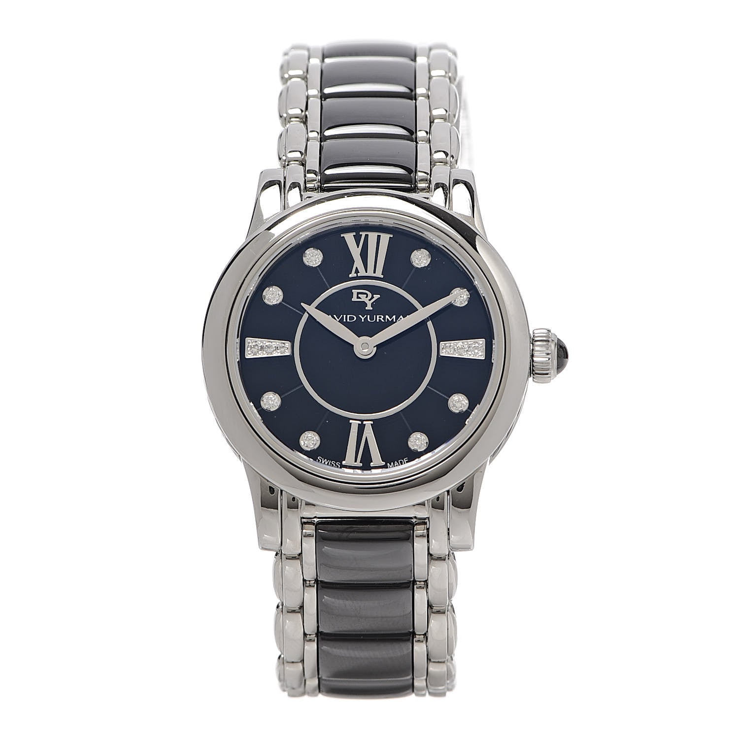 David Yurman Stainless Steel Ceramic Diamond 30mm Classic Quartz Watch Black 1 of 6
