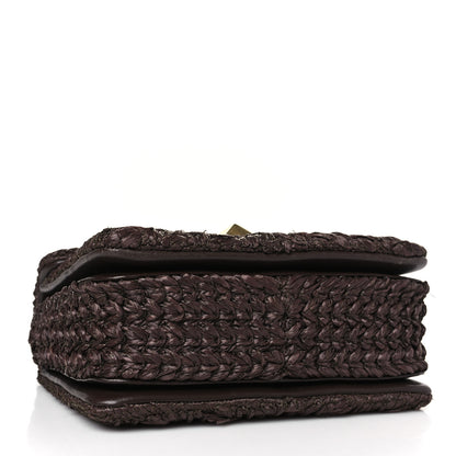 Valentino Garavani Raffia One Stud Chain Clutch Dark Brown 4 of 8