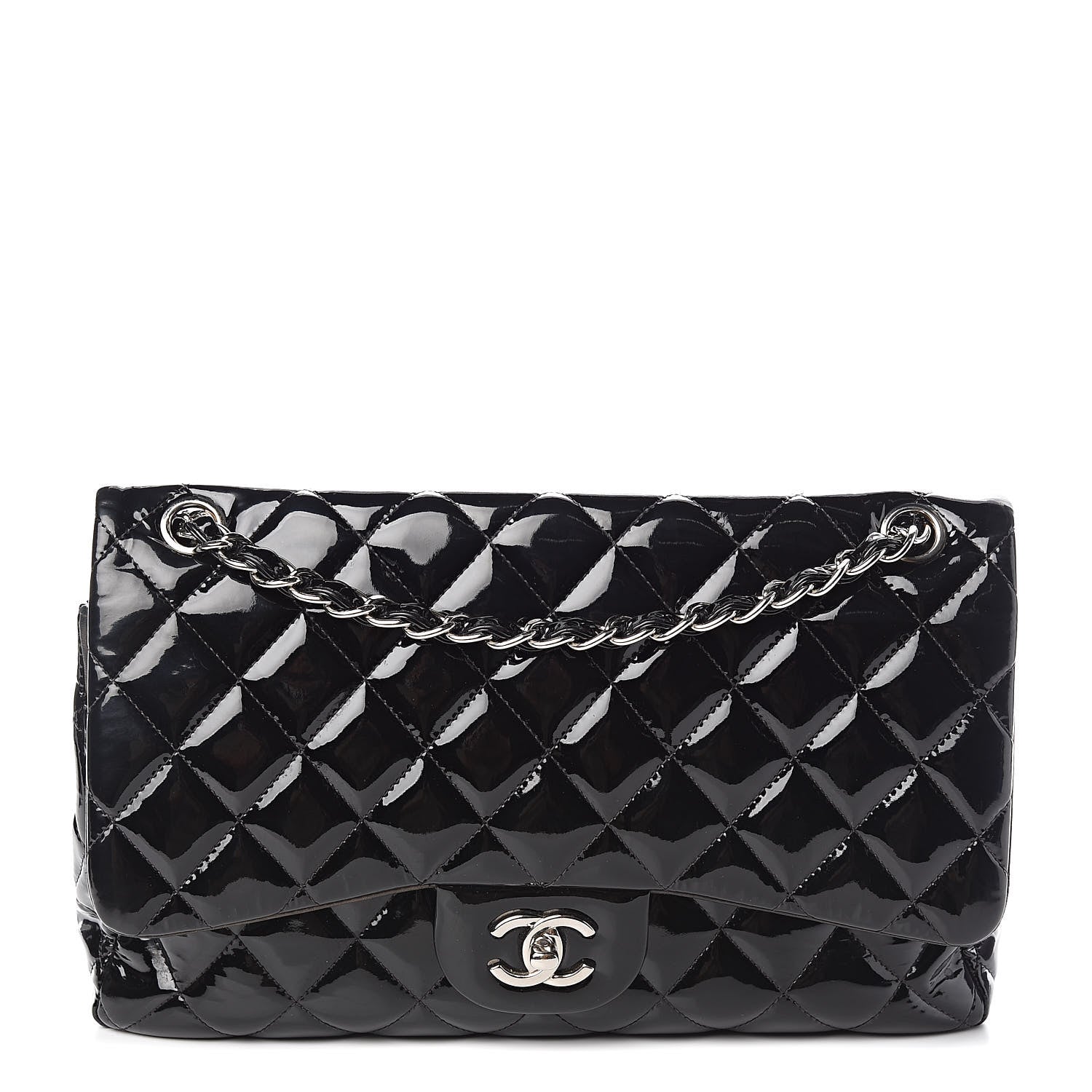 Chanel Patent Quilted Jumbo Double Flap Black 1 of 18