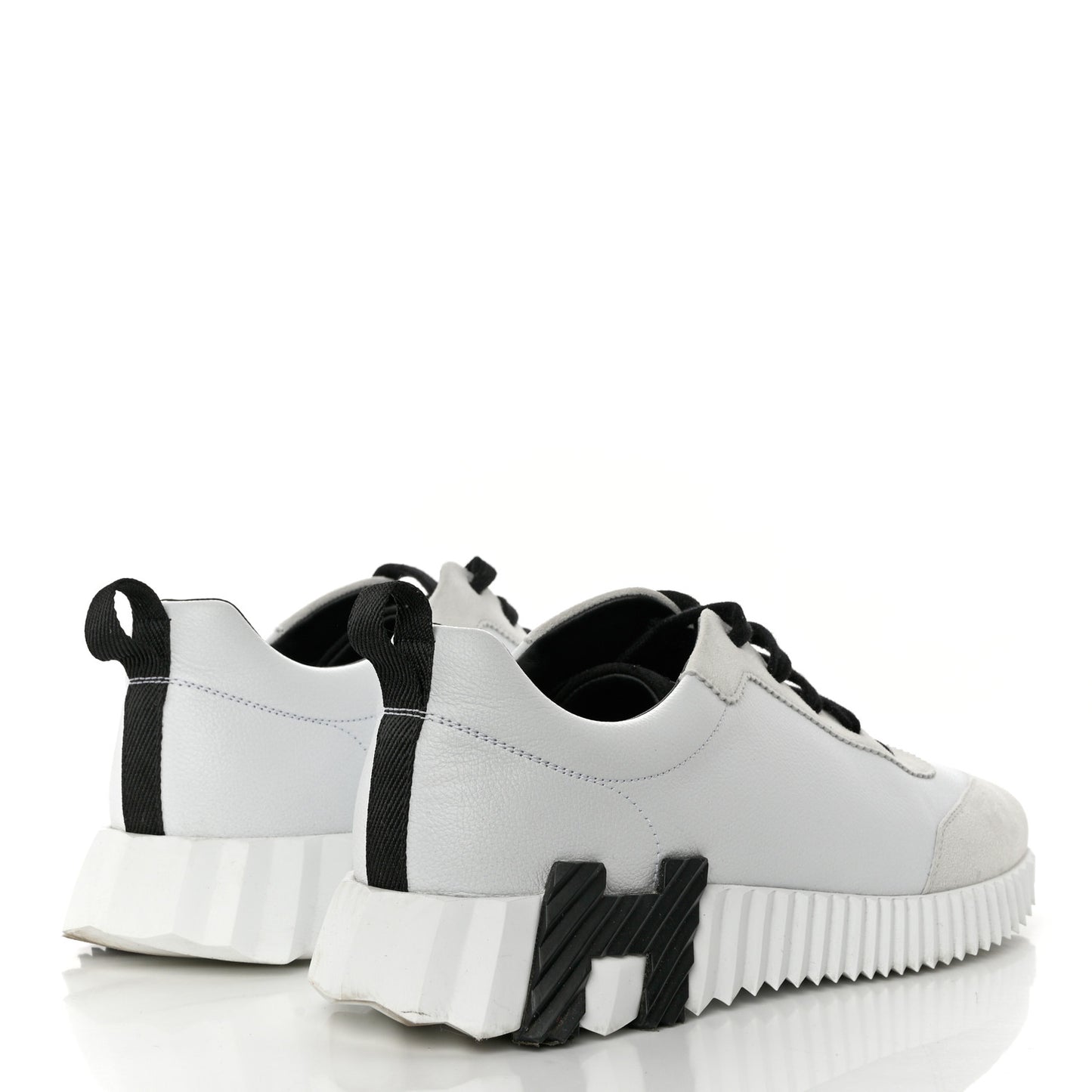 Calfskin Suede Goatskin Bouncing Sneakers 40 White Black
