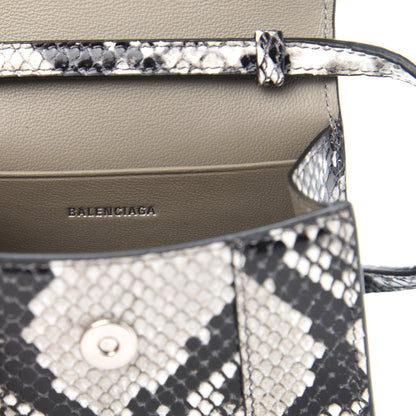 Balenciaga Shiny Calfskin Python Effect Hourglass Top Handle Bag Mini Black White 6 of 9