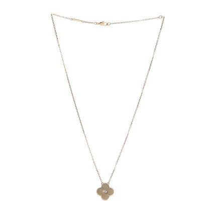 Van Cleef & Arpels 18K Yellow Gold Diamond Yellow Mother of Pearl Vintage Alhambra Pendant Necklace 3 of 8