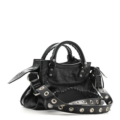 Balenciaga Agneau Arena Crystal Neo Cagole Handbag XS Black 4 of 13