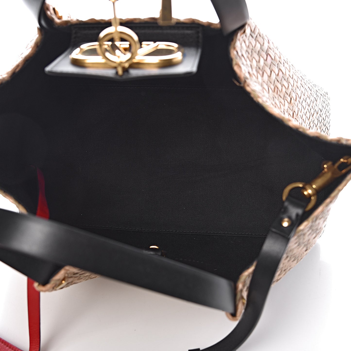 Raffia Medium Vlogo Escape Shopper Natural Black Rouge