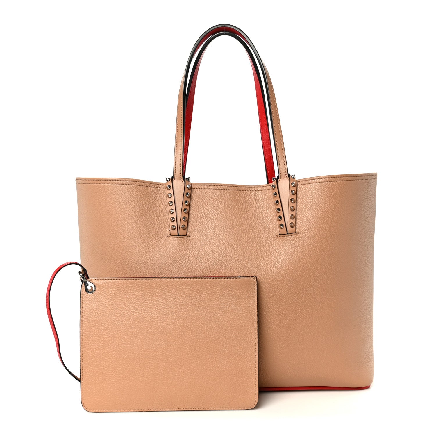 Christian Louboutin Calfskin Spikes East West Cabata Tote Nude 3 of 12