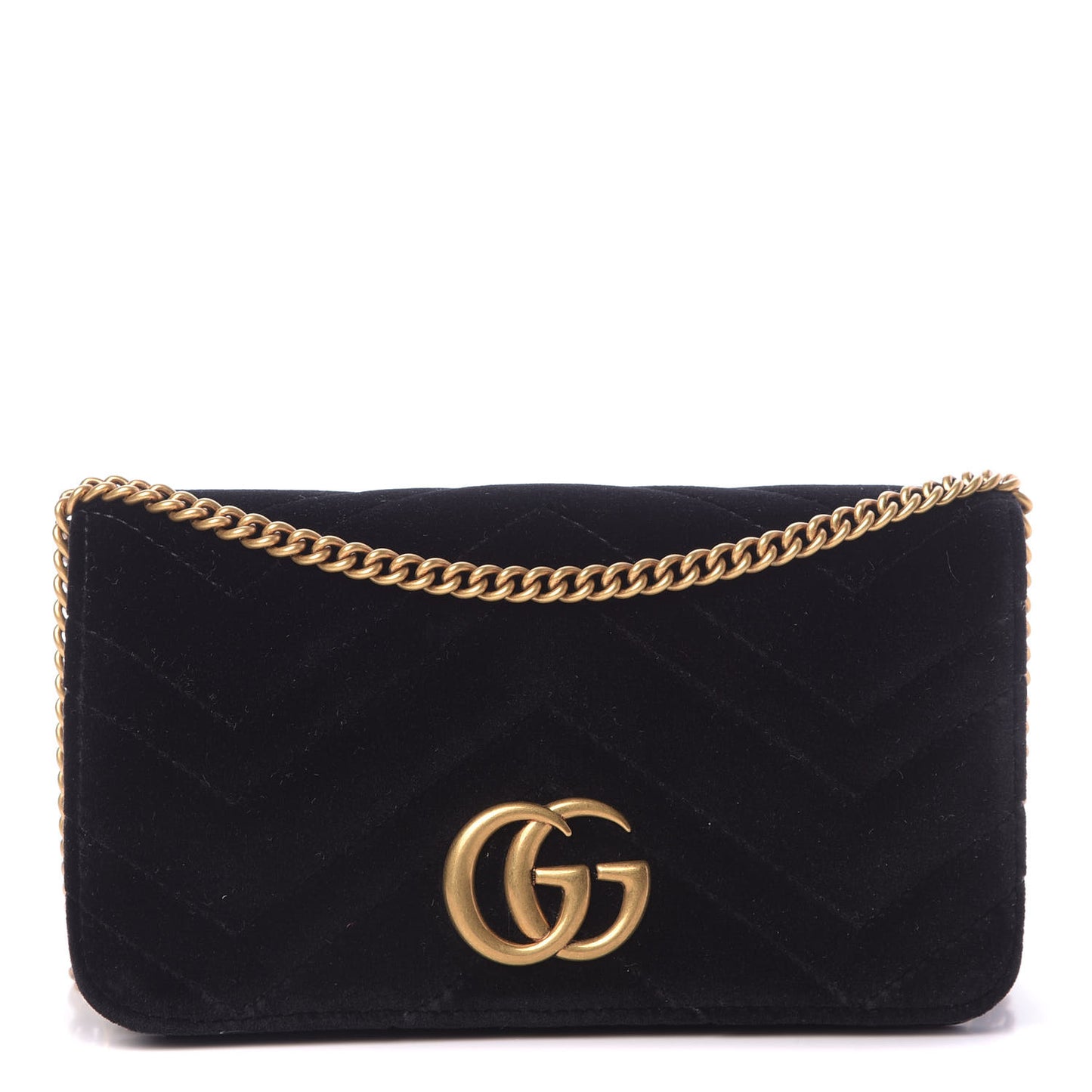 Velvet Matelasse GG Marmont Mini Bag Black