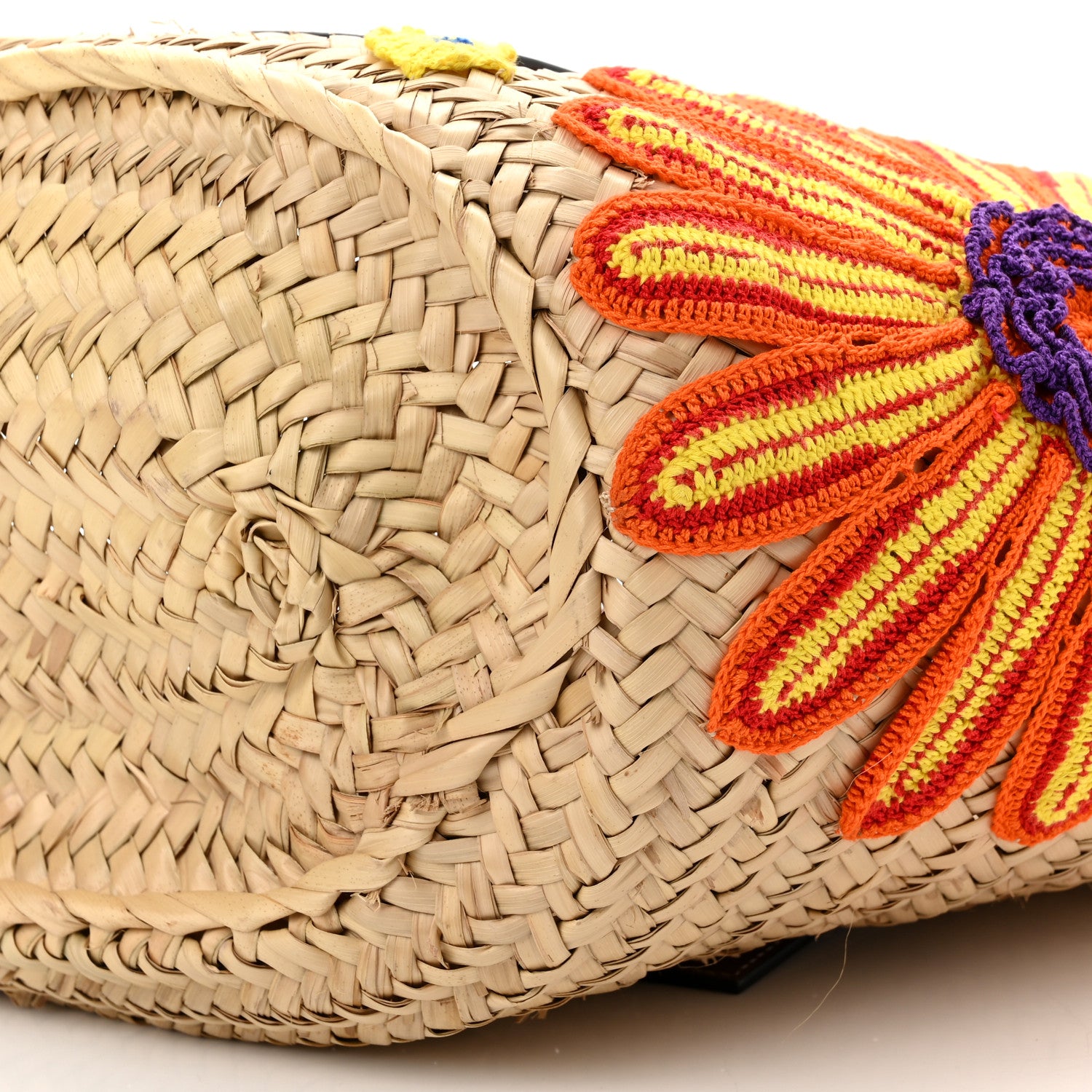 Loewe Raffia Floral Embroidered Small Basket Tote Bag Natural Tan 10 of 10