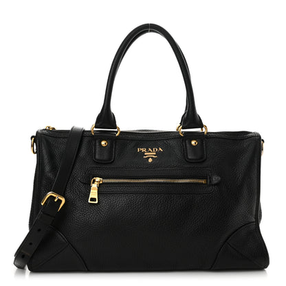 Prada Vitello Daino Shopping Satchel Black 1 of 14