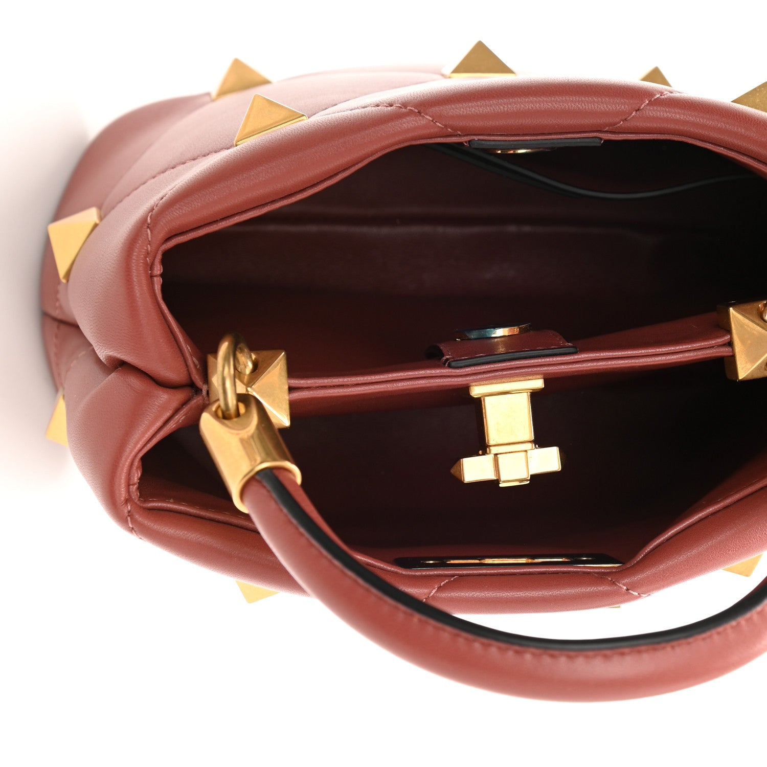 Valentino Garavani Nappa Small Roman Stud The Handle Bag Gingerbread 5 of 7