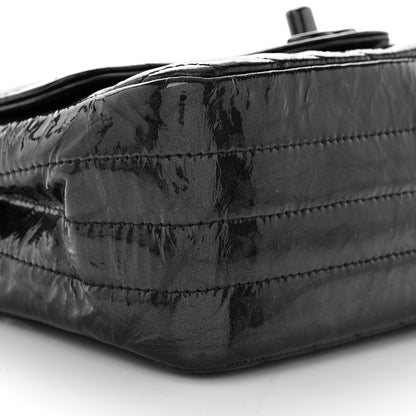 Chanel Metallic Crumpled Calfskin Chevron Quilted Mini Square Flap Black 9 of 11