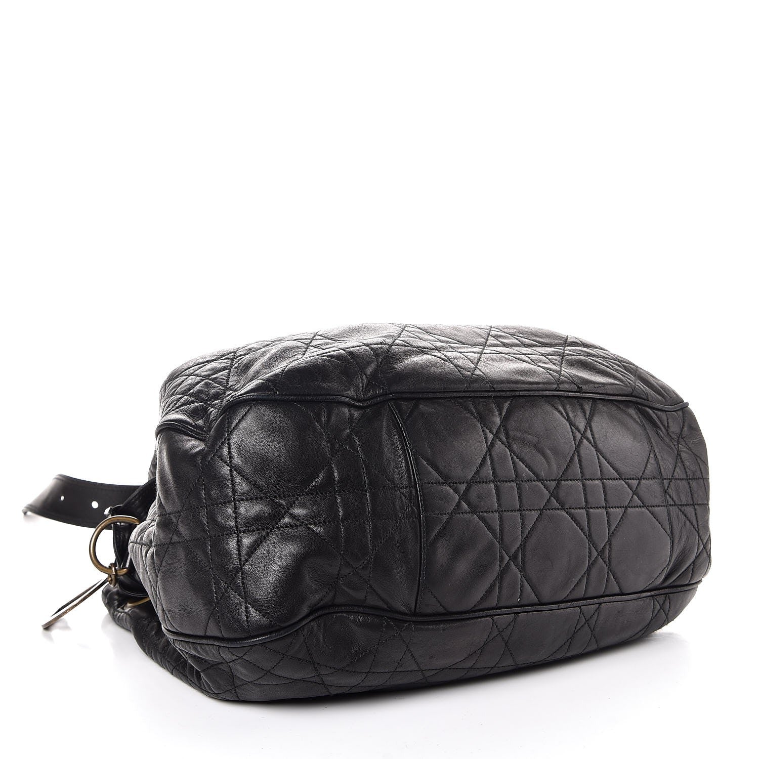 Christian Dior Lambskin Cannage Stitched Drawsting Tote Black 4 of 9