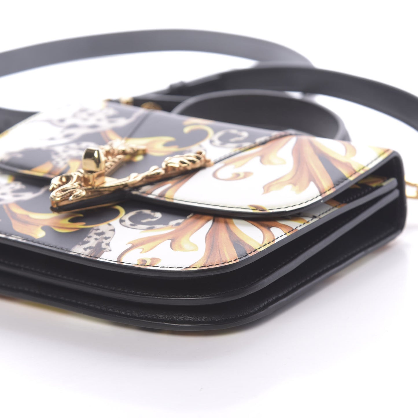 Nappa Acanthus Print Small Virtus Shoulder Bag Black