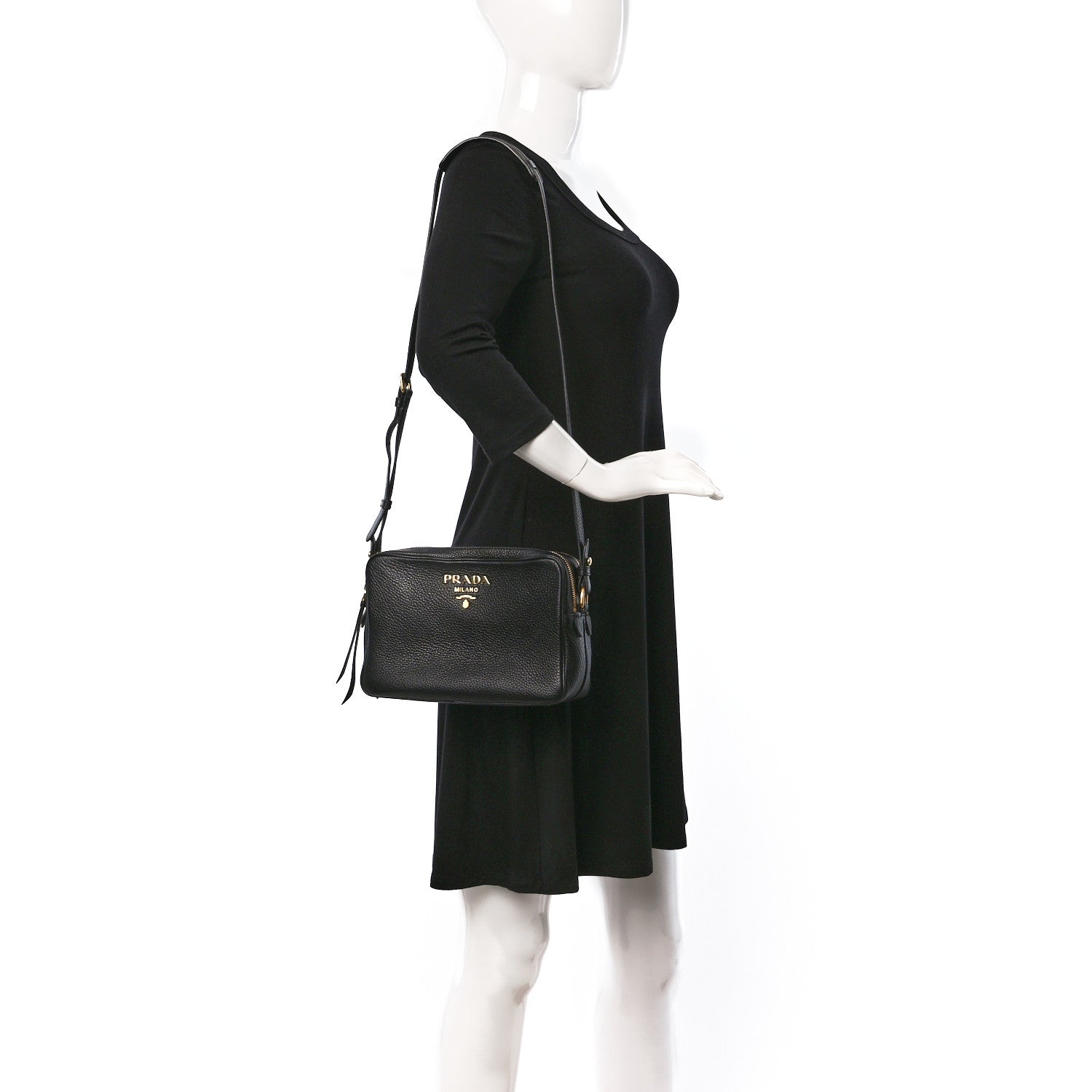 Prada Vitello Phenix Camera Bag Black 2 of 9