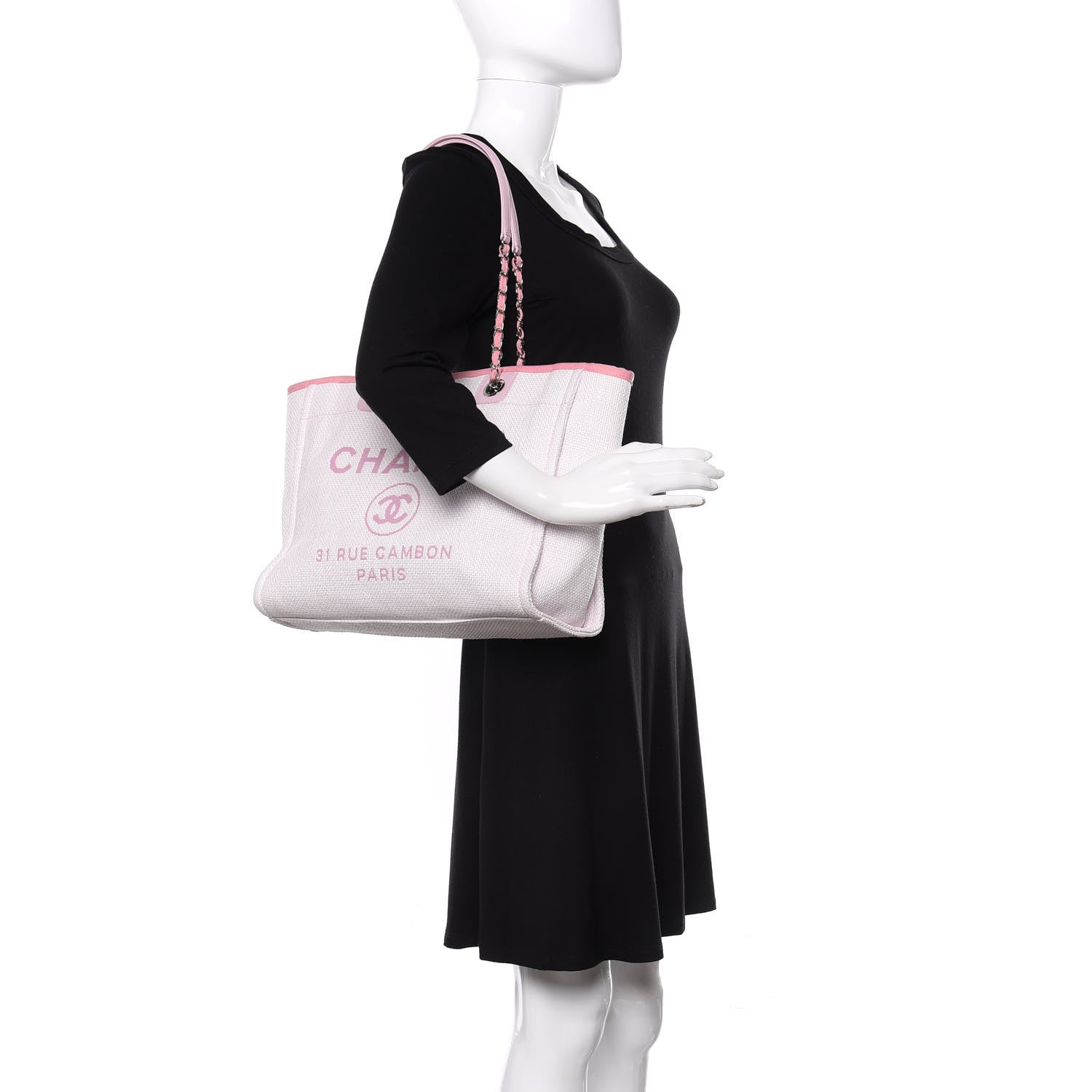 Chanel Canvas Small Deauville Tote Light Pink 2 of 9