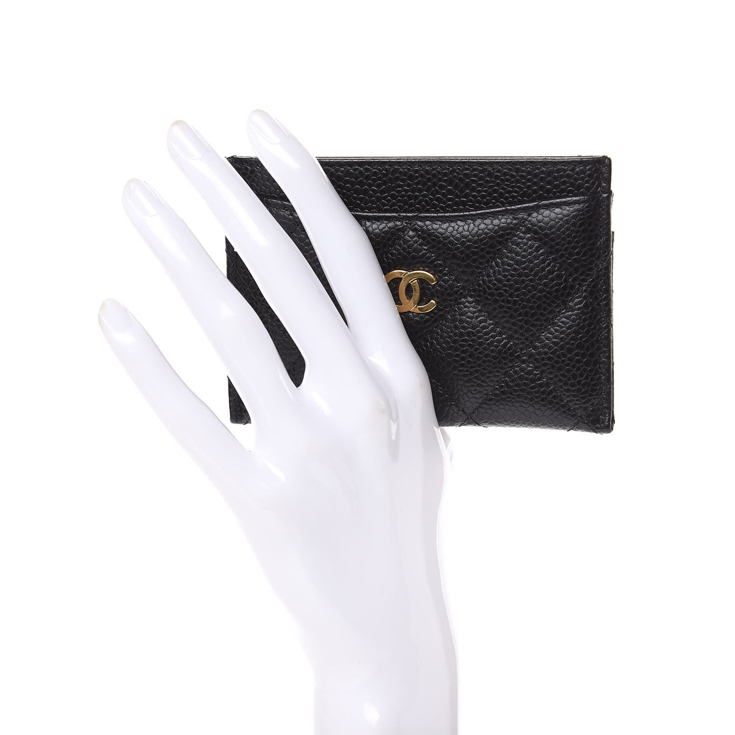 Caviar Quilted Card Holder Black