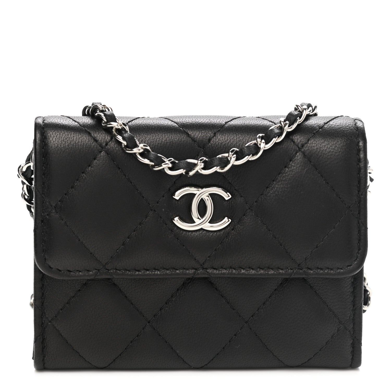 Chanel Lambskin Quilted Clutch With Chain Black 1 of 7