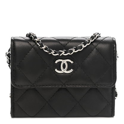 Chanel Lambskin Quilted Clutch With Chain Black 1 of 7