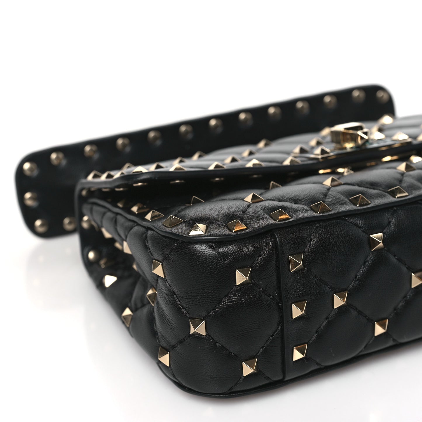 Nappa Small Rockstud Spike Shoulder Bag Black