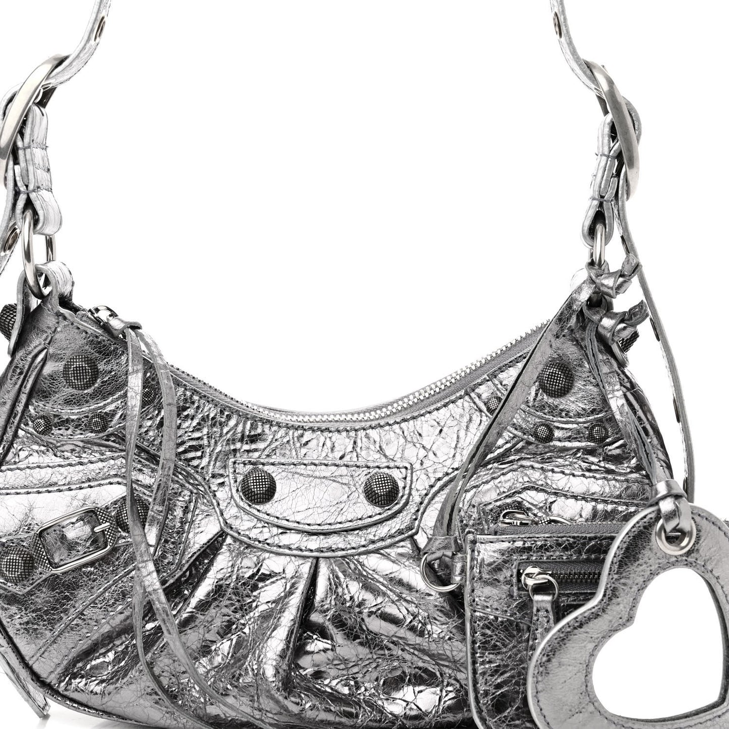 Metallic Agneau Arena Le Cagole Shoulder Bag XS Silver