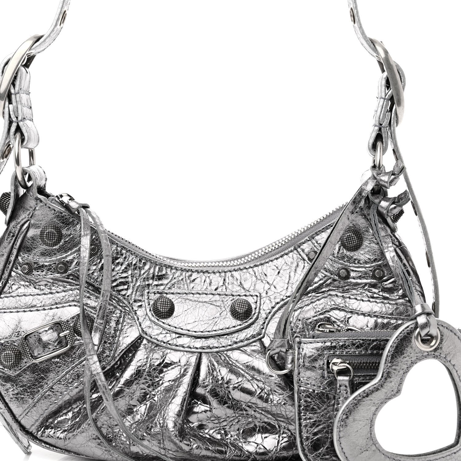 Balenciaga Metallic Agneau Arena Le Cagole Shoulder Bag XS Silver 8 of 12