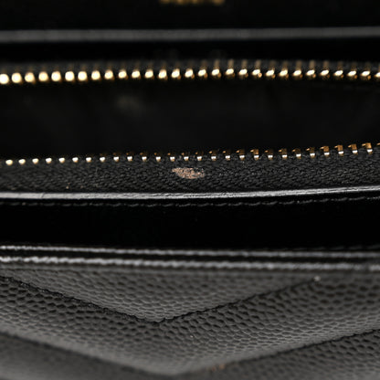 Saint Laurent Grain De Poudre Matelasse Chevron Monogram Chain Wallet Black 10 of 11