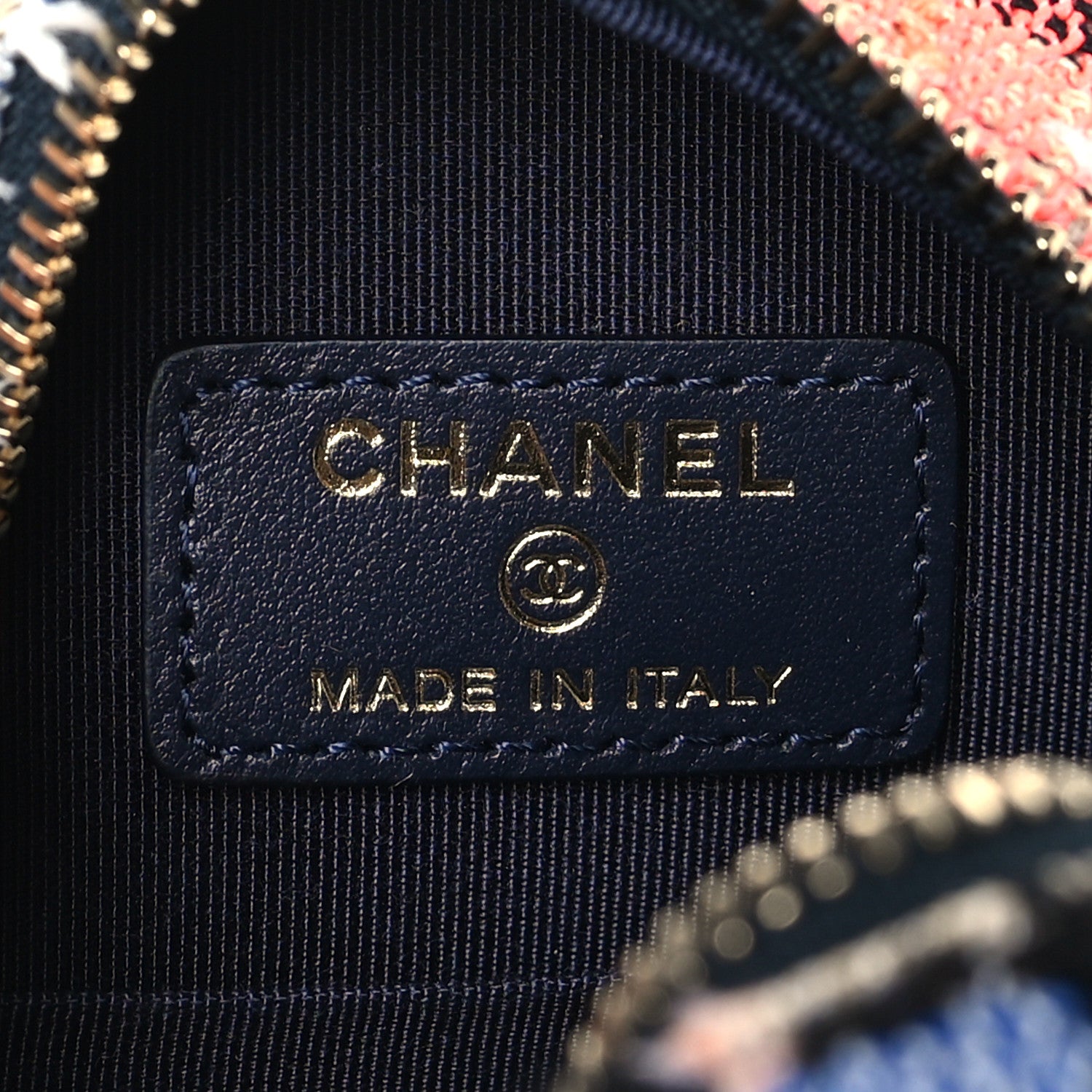 Chanel Tweed Quilted Round Clutch With Chain Blue Orange Multicolor 6 of 10